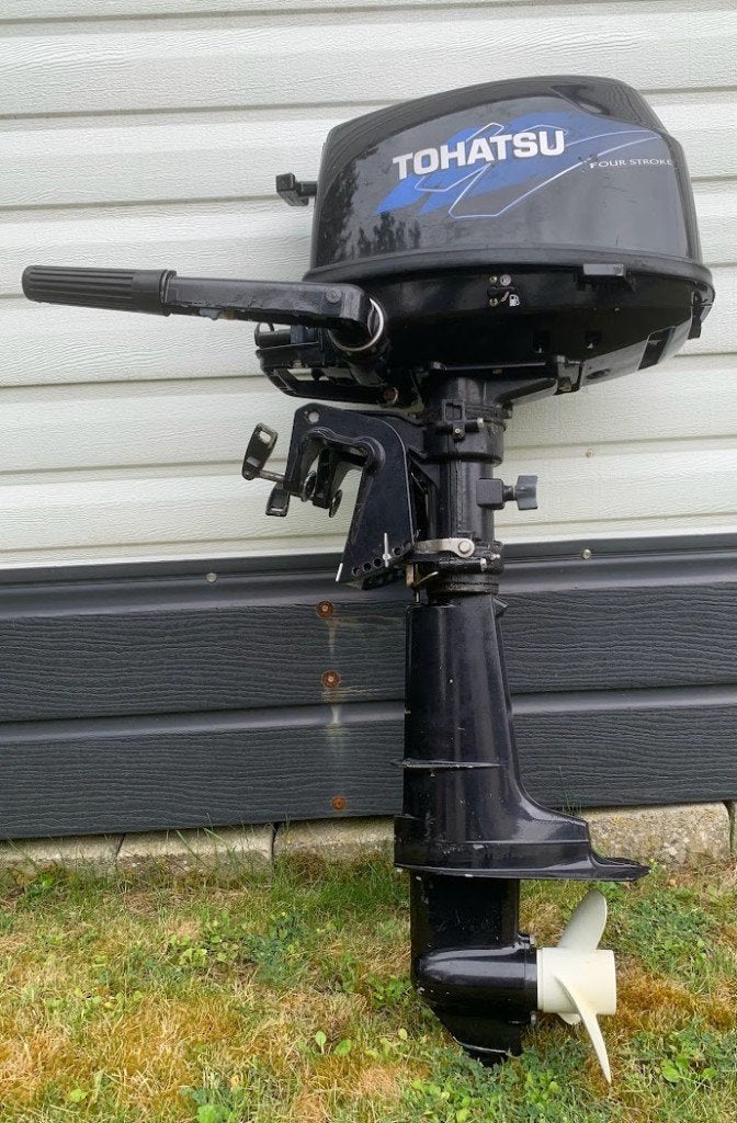 Talamex rubberboot met Tohatsu 4 pk motor en boottrailer, Watersport en Boten, Rubberboten, Ophalen, Gebruikt, 4 pk, Peddels