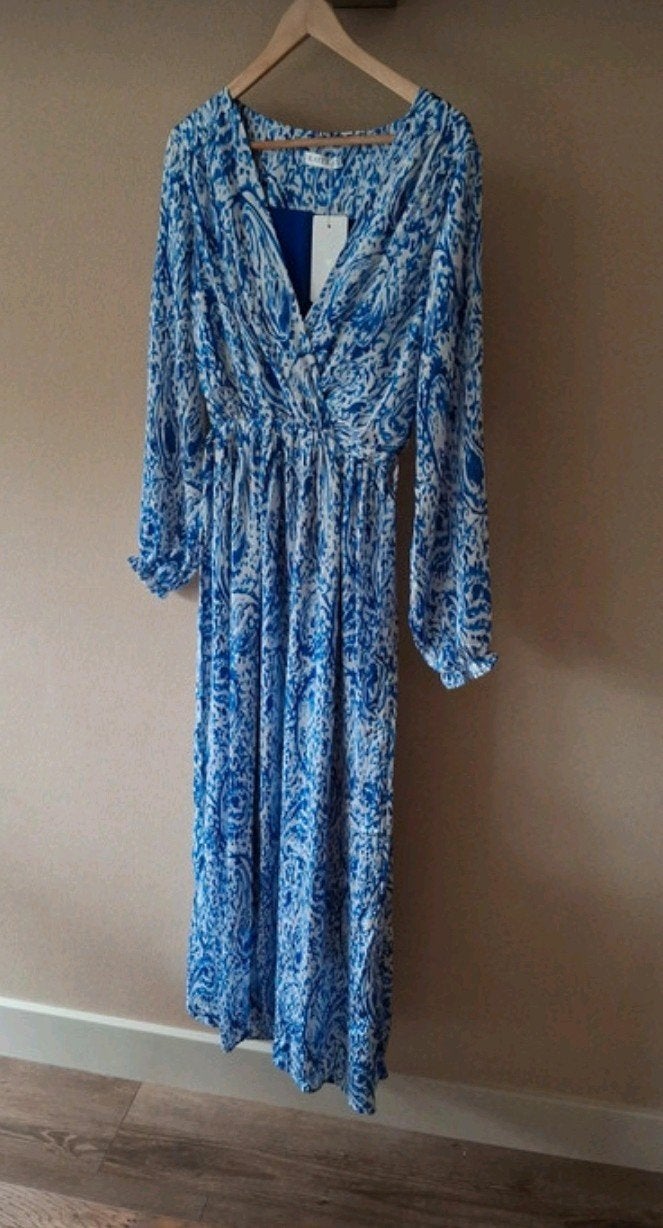 Mooie blauwe jurk maat 40/42 - Kaylla, Blauw, Maat 42/44 (L), Nieuw, Ophalen of Verzenden