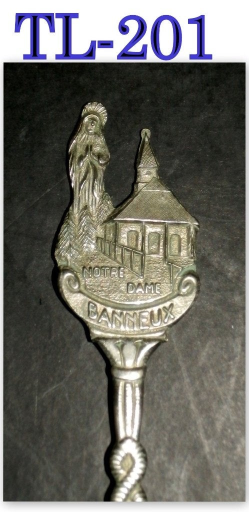 TL201 Theelepeltje Notre dame Banneux ( België ), Ophalen of Verzenden, Zo goed als nieuw, Rvs of Chroom