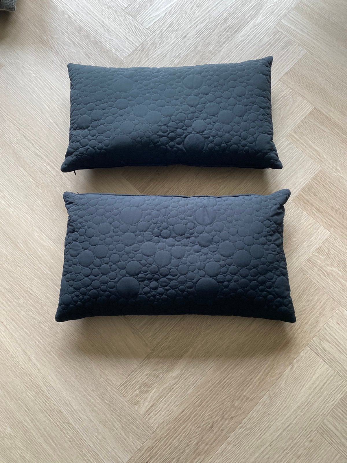 Twee mooie  zwarte sierkussens, Zwart, Vierkant, Ophalen of Verzenden, Zo goed als nieuw