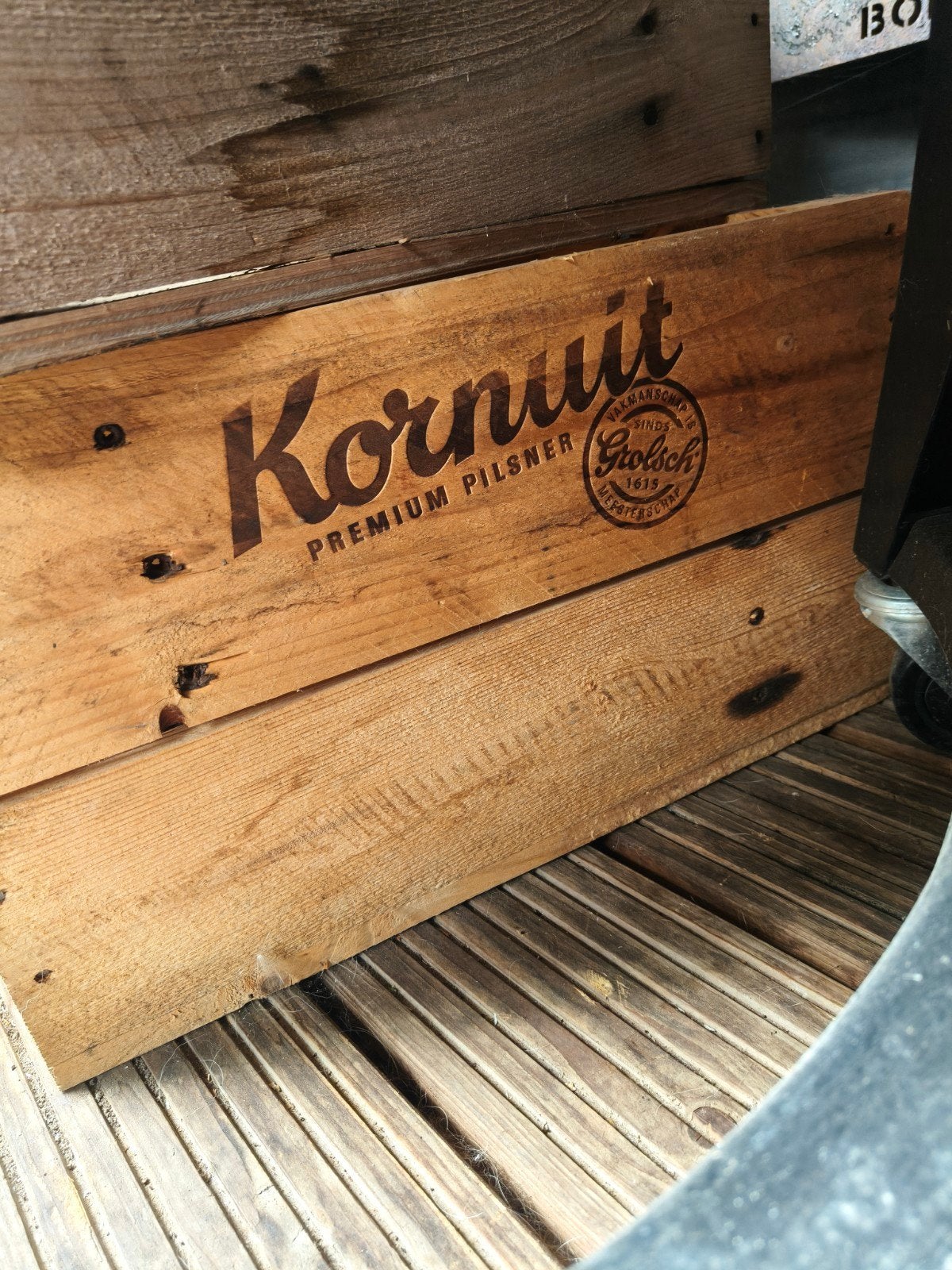 Grolsch Kornuit houten kratjes, Verzamelen, Ophalen of Verzenden, Gebruikt, Reclamebord, Plaat of Schild, Grolsch