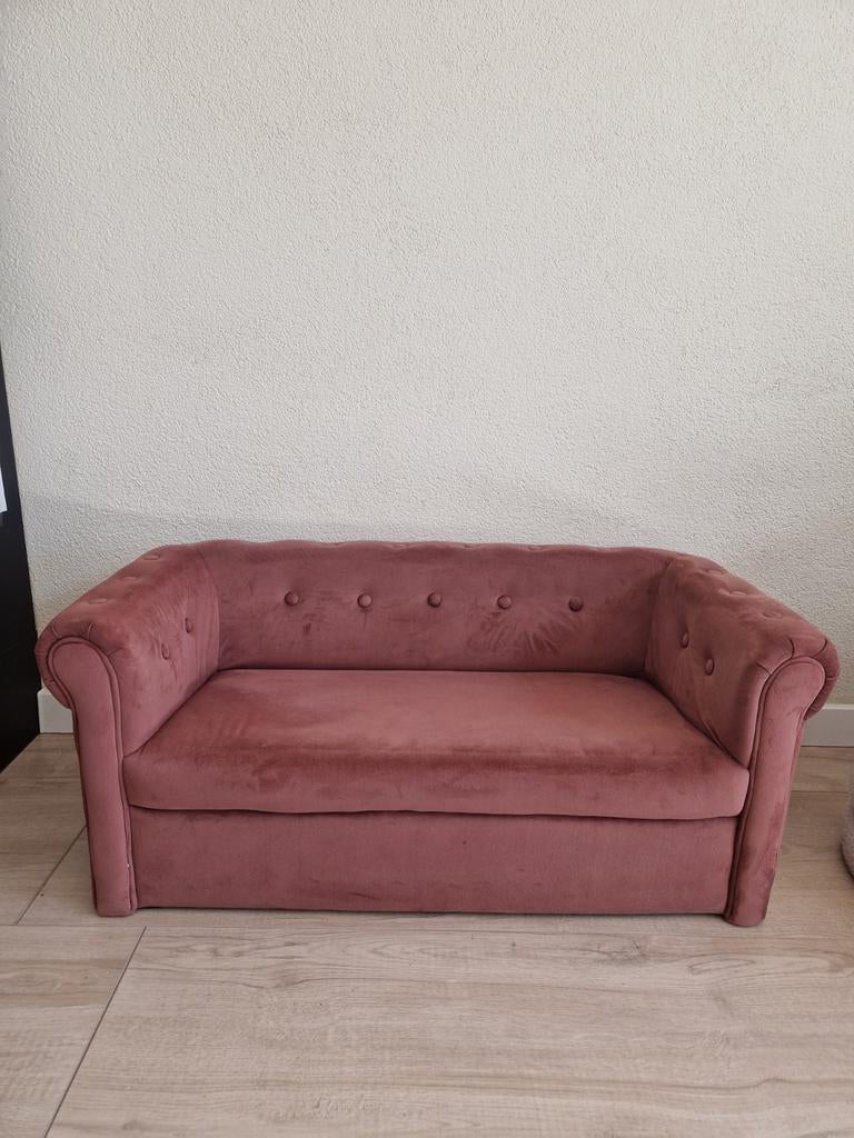 Roze fluwelen bankje voor kinderen, Ophalen, Eenpersoons, Minder dan 75 cm, Rechte bank