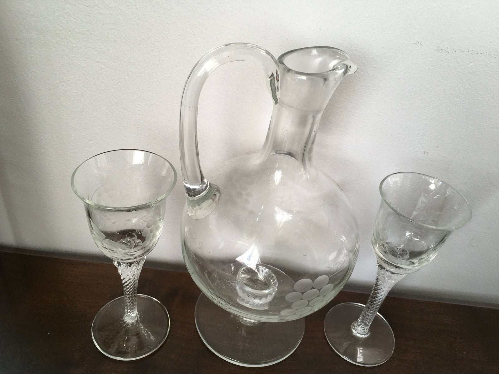 Vintage Karafje met 2 Glaasjes - Druivenmotief, Ophalen