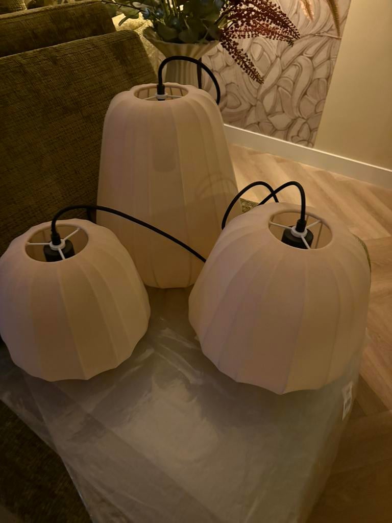 Steinhauer Hanglamp Sable set van 3, Ophalen, Nieuw, Stof, 50 tot 75 cm