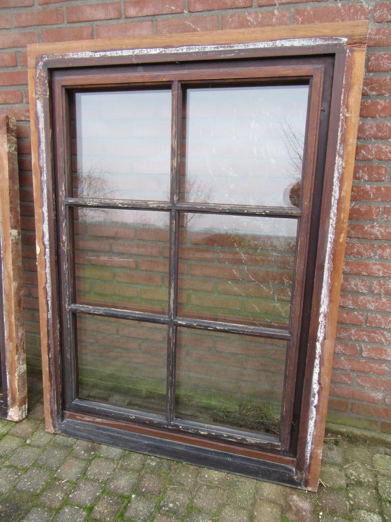 Hardhouten Draai kiep Raam, Ophalen, Gevelraam of Ruit, Gebruikt, 80 tot 120 cm