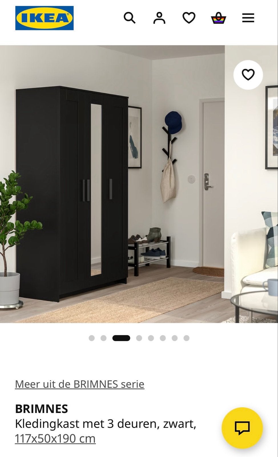 IKEA BRIMNES Kledingkast met 3 deuren, zwart, Huis en Inrichting, Kasten | Kledingkasten, Ophalen, Gebruikt, 100 tot 150 cm, 150 tot 200 cm