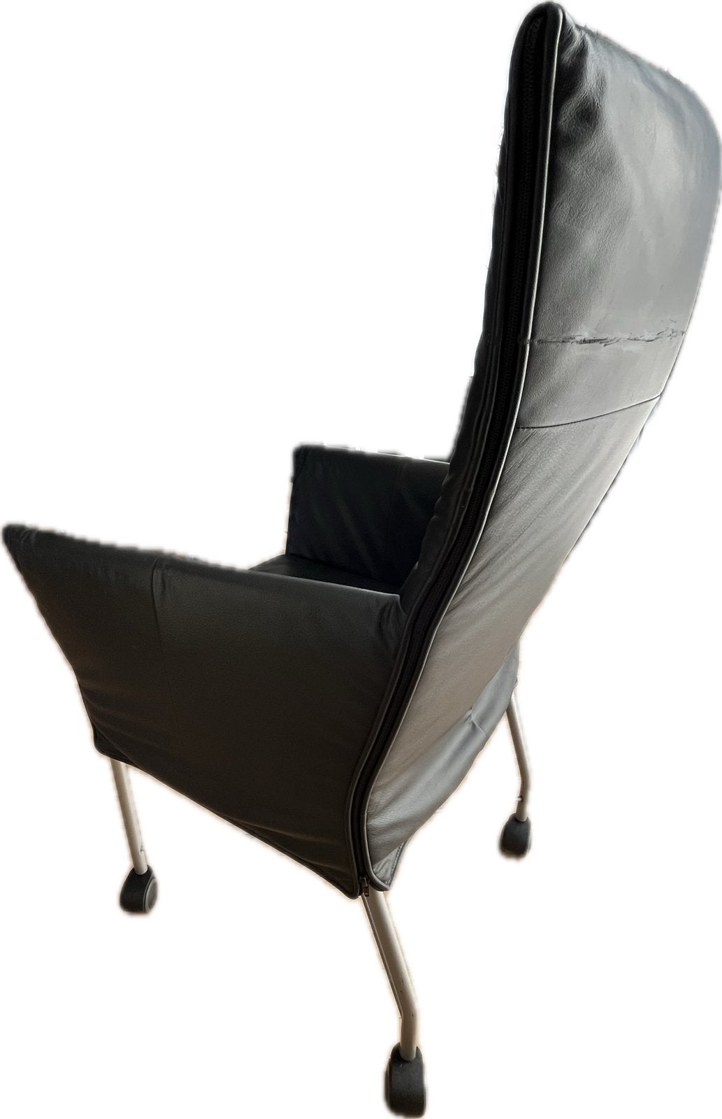 4 Stijlvolle Montis Charlie stoelen in zwart leer., Huis en Inrichting, Ophalen, Gebruikt, Zwart, Design