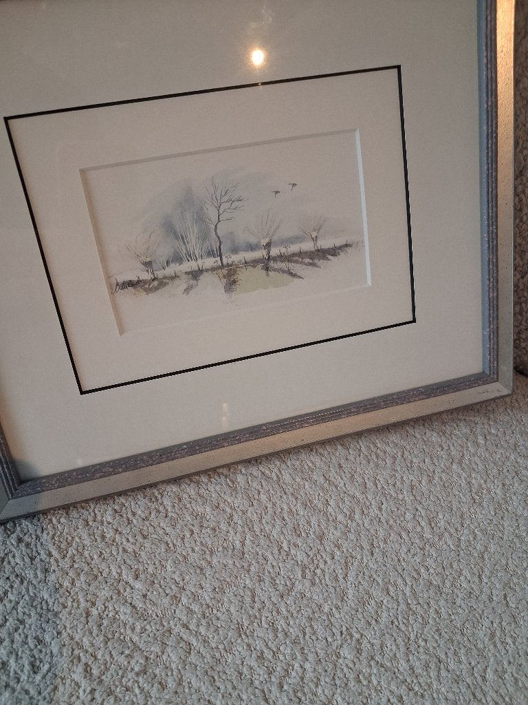 Te koop: Prachtig gesigneerd landschap aquarel, Ophalen, Minder dan 50 cm, Zo goed als nieuw, 5 – 50