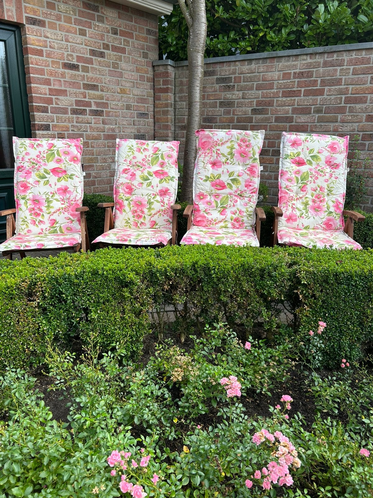 Compleet Tuinstoelen set, incl kussens‼️, Tuin en Terras, Ophalen, 4 zitplaatsen, Gebruikt, Teakhout