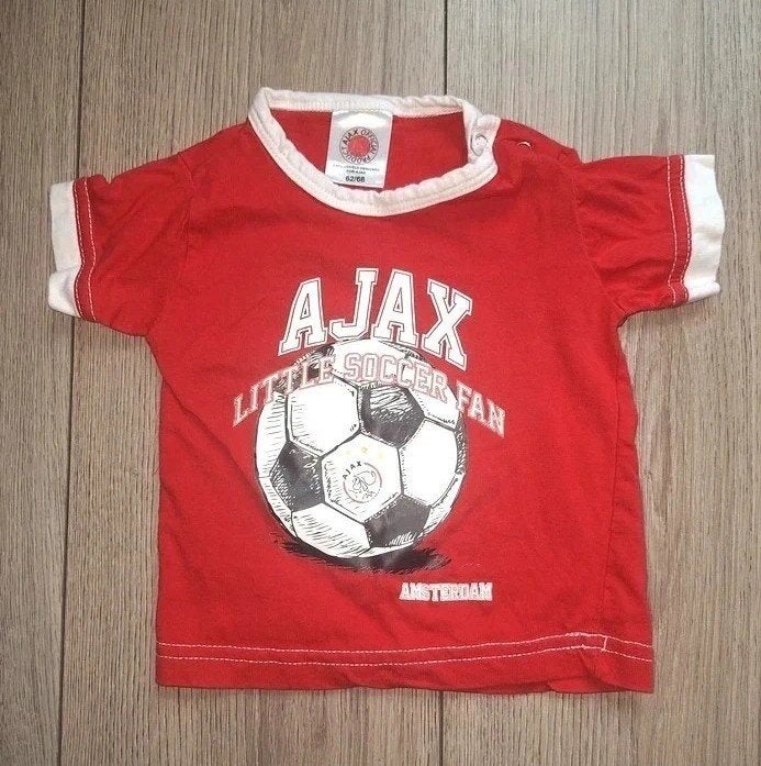 Ajax babyshirt rood maat 62/68 100% katoen, Ajax, Jongetje of Meisje, Ophalen of Verzenden, Zo goed als nieuw