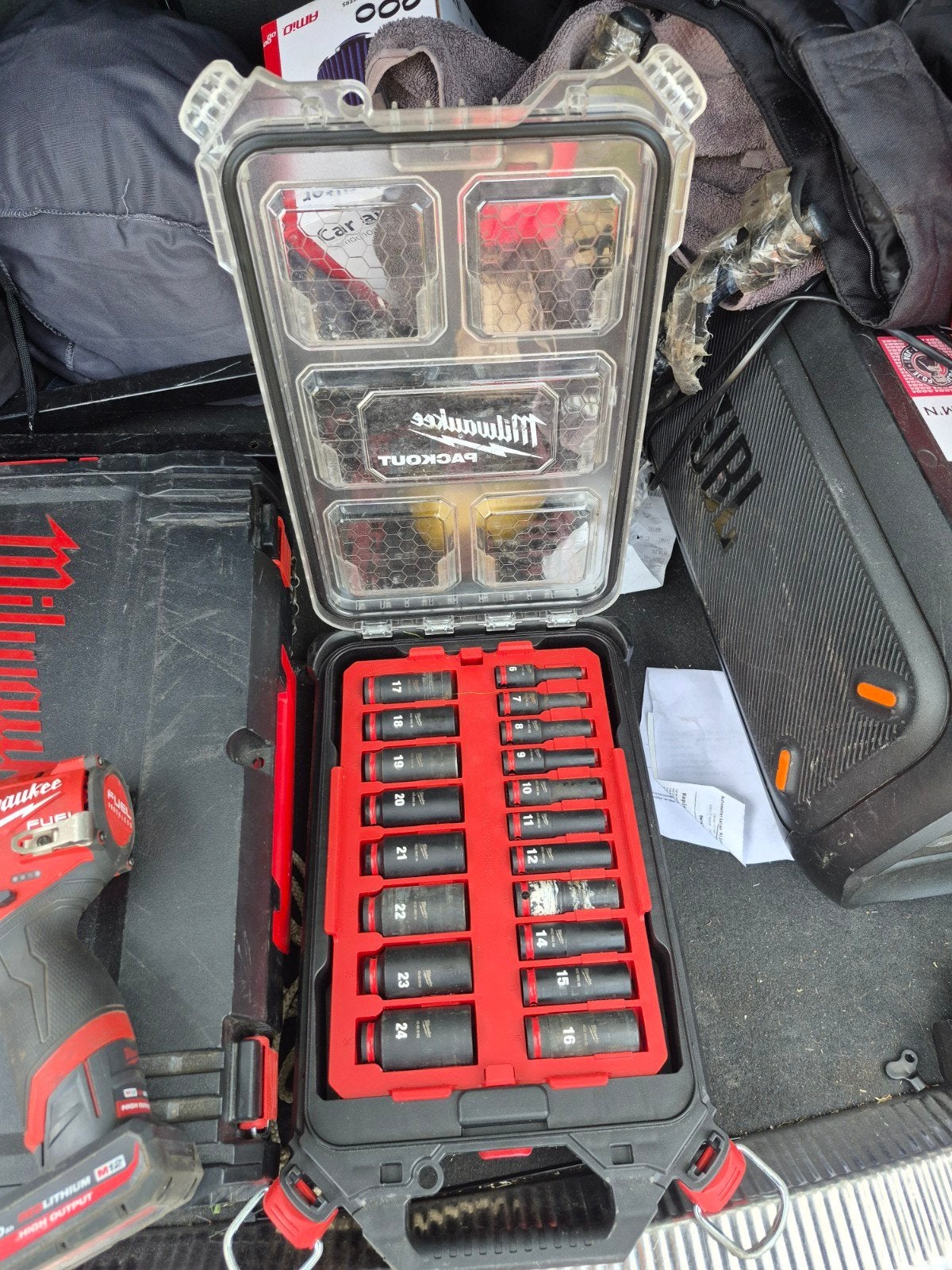 Milwaukee Packout doppenset 3/8, Ophalen of Verzenden, Gebruikt, Gereedschapsset, Milwaukee