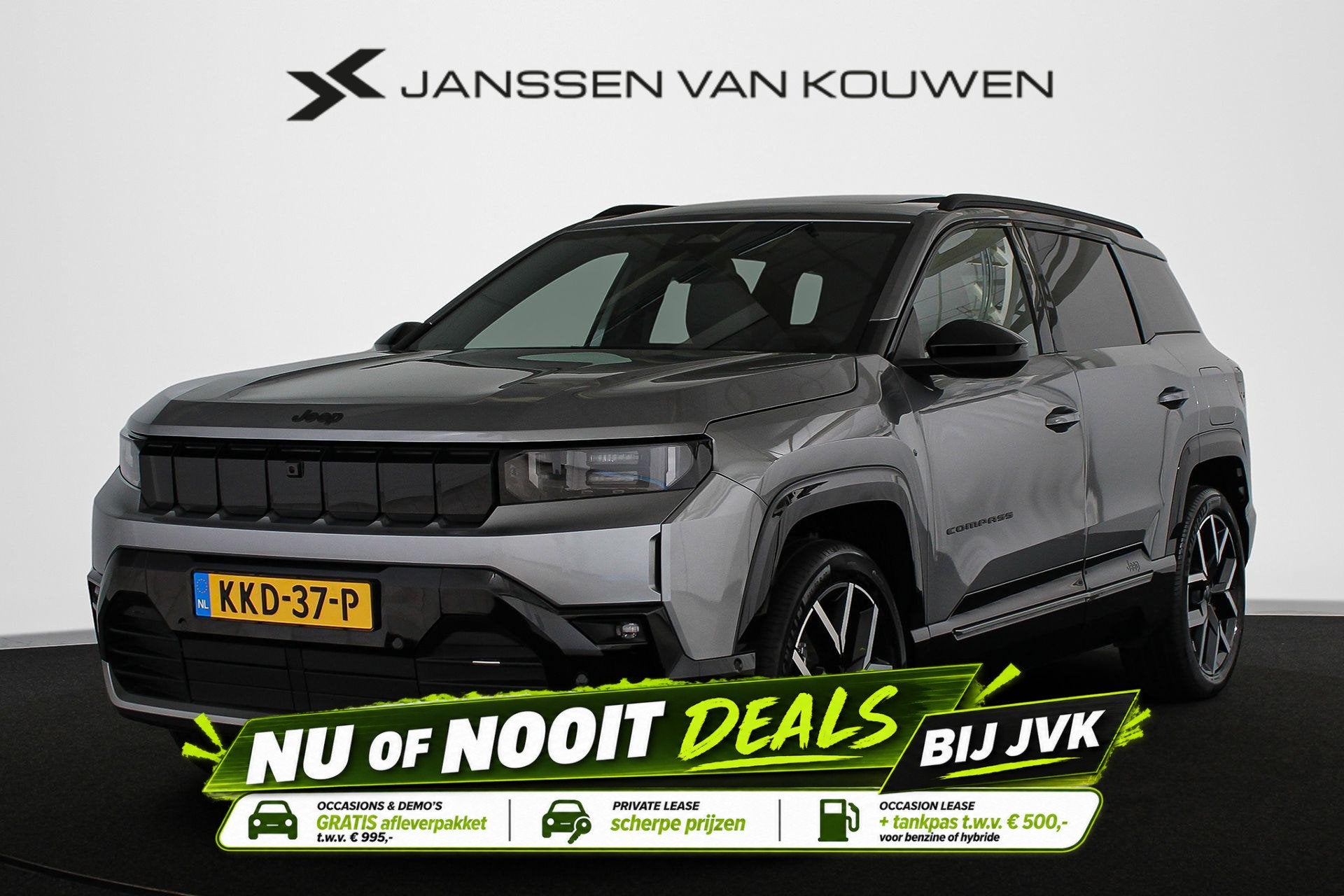 Jeep Compass First Edition 74 kWh Panoramadak 360 Camera Mas, Auto's, 213 pk, Automatische klimaatregeling, 31 min, Grijs