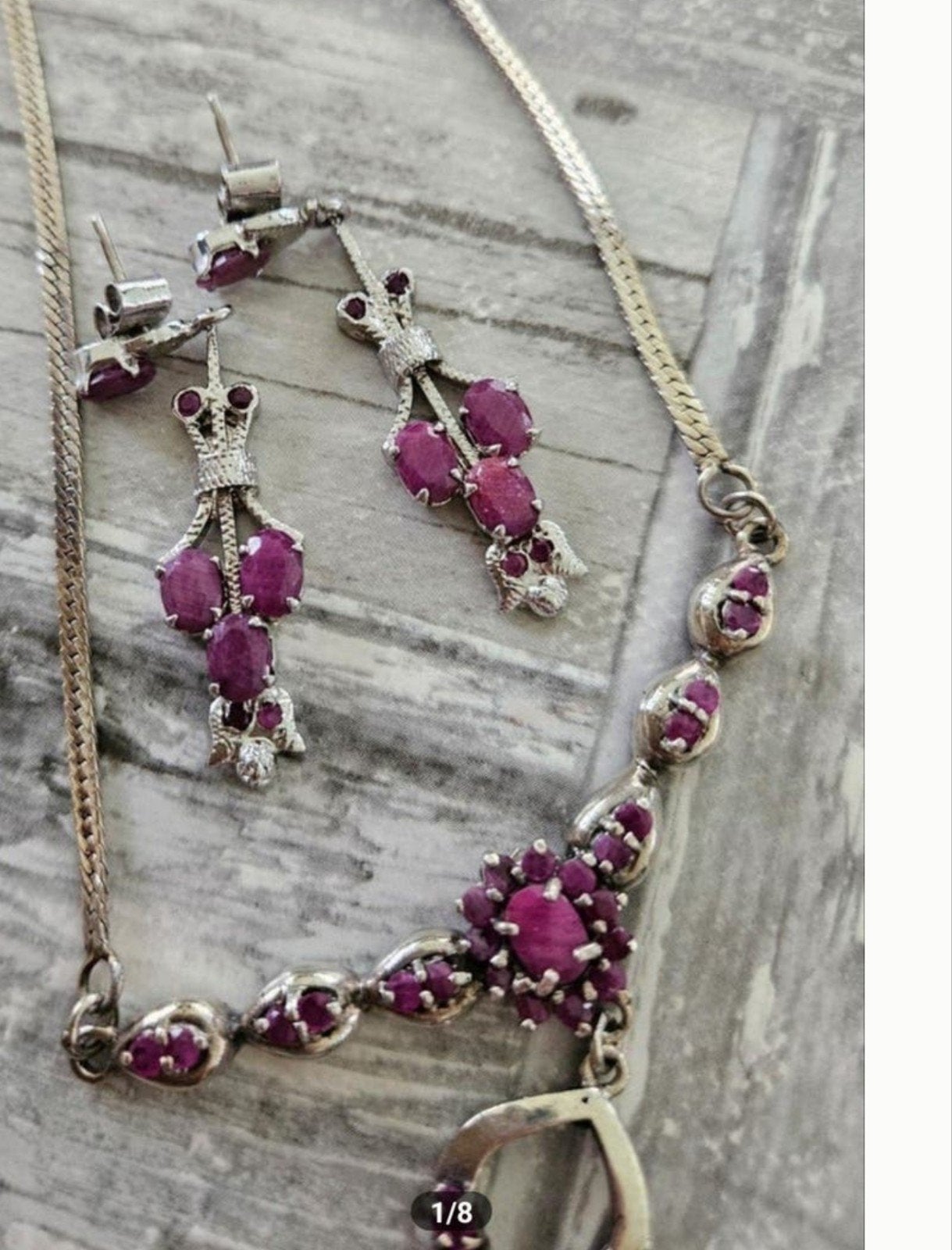 zilveren set met robijn, Sieraden, Tassen en Uiterlijk, Kettingen, Verzenden, Nieuw, Rood, Zilver