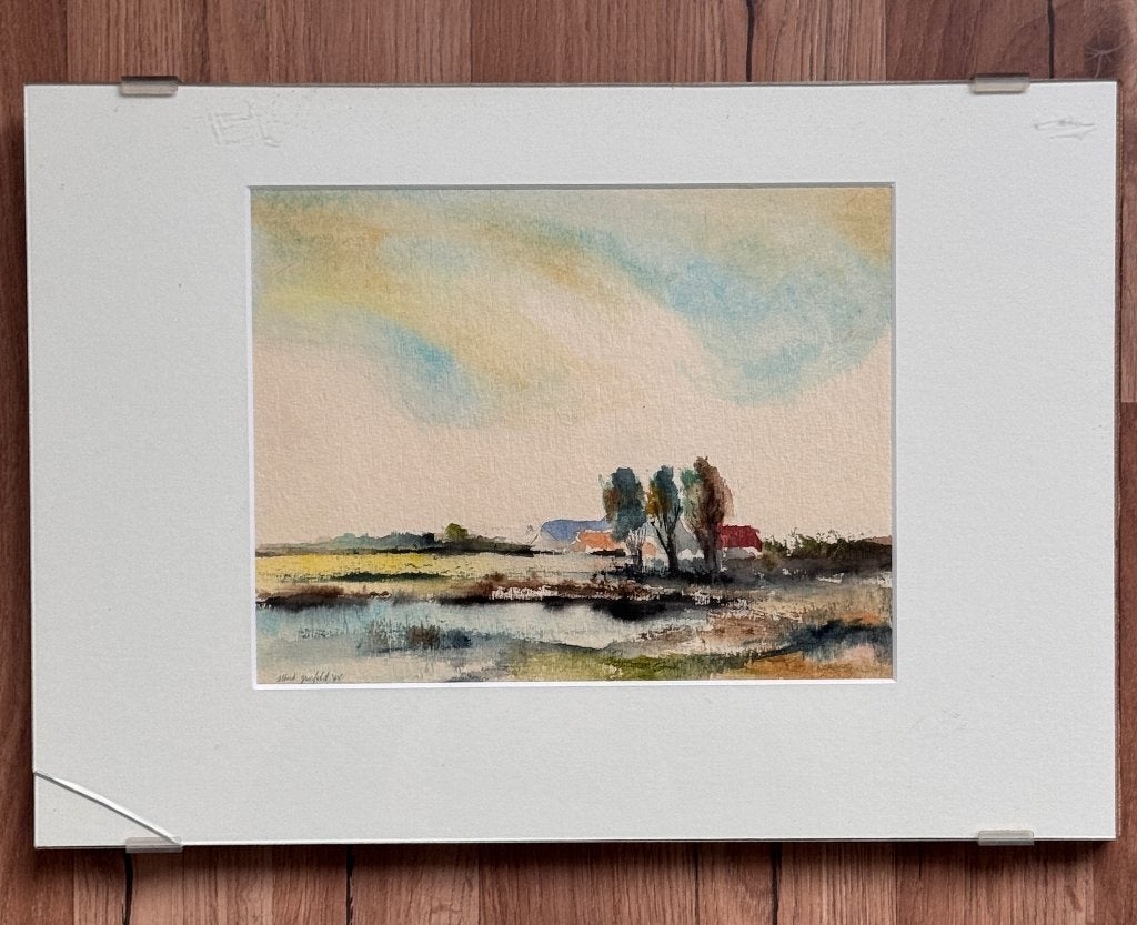 Tekoop schilderij van 'Albert Grosveld 1975', Ophalen, Impressionistisch, Landschap, Aquarel