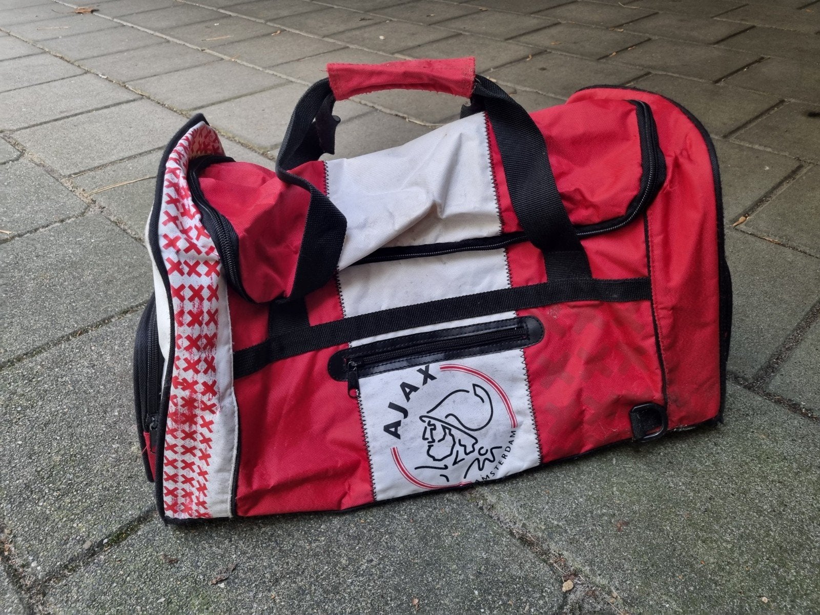 Vintage Ajax sporttas - Rood/Wit, Overige maten, Ophalen of Verzenden, Ajax, Voetbal