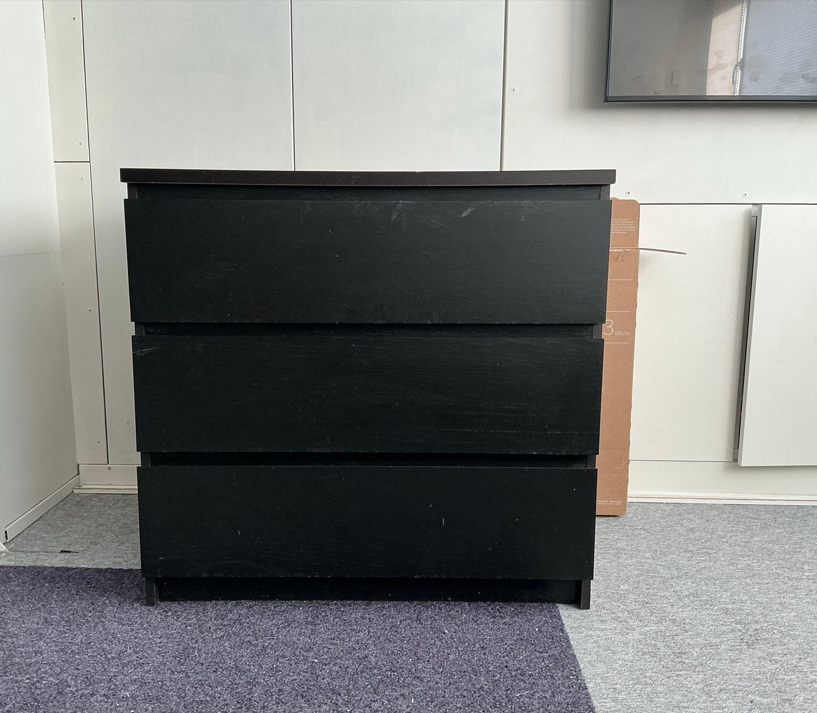 IKEA MALM ladekast - Zwart, 3 lades, Huis en Inrichting, Ophalen, Gebruikt, 50 tot 100 cm, 3 of 4 laden