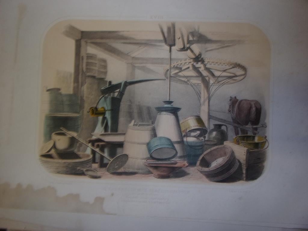 Karnmolen met gereedschappen.Bing & Braet.1857.Nrd.en Zd Hol, Antiek en Kunst, Kunst | Etsen en Gravures, Ophalen of Verzenden