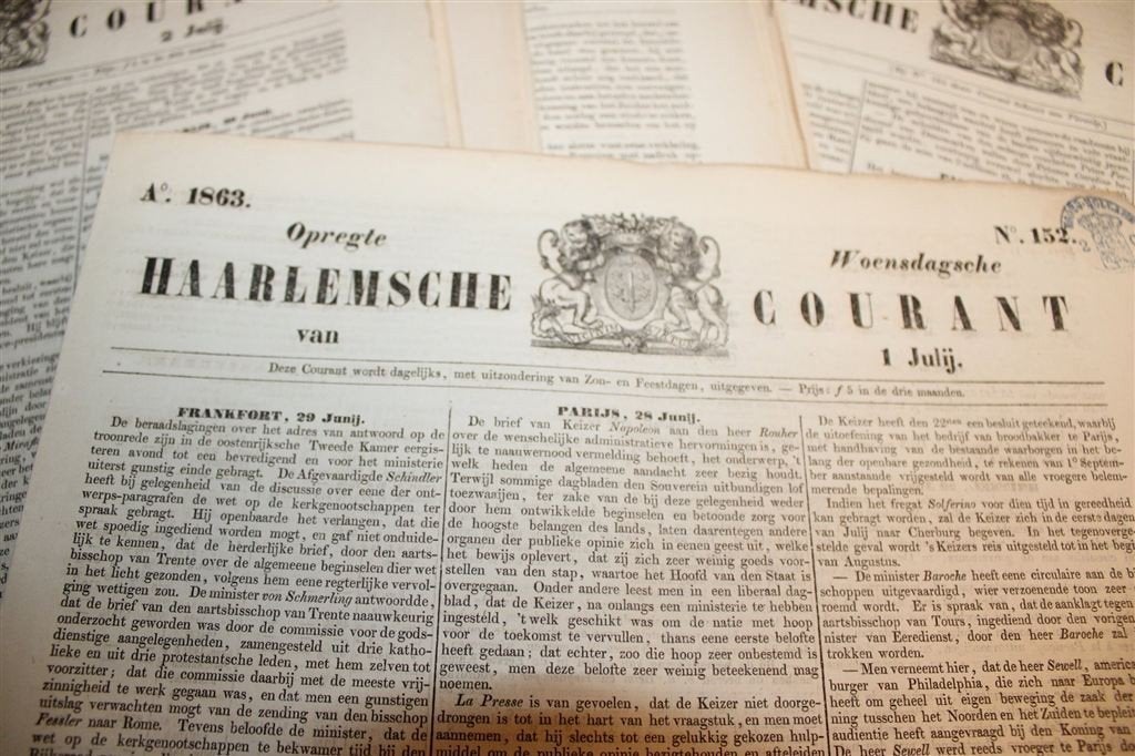 Opregte Haarlemsche Courant Juli 1863 — Zeldzaam Compleet, Ophalen of Verzenden, Gelezen, Muziek, Film of Tv