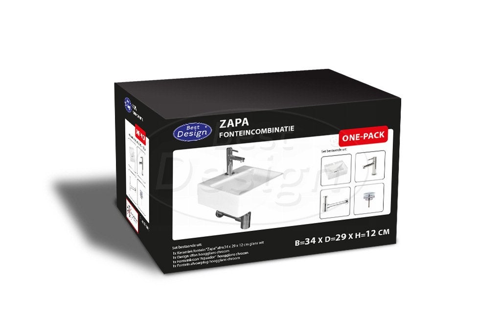Fonteinset Zapa Wasbak Toilet + Fontein Kraan + Afvoer, Ophalen, Overige typen, Info@dealplein.nl, Chroom