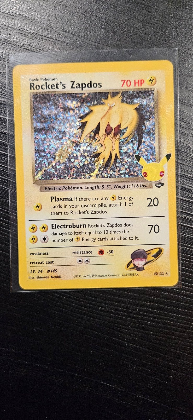 Rocket's Zapdos (25th Celebrations Classic Collectio9, Ophalen of Verzenden, Zo goed als nieuw, Losse kaart, Foil