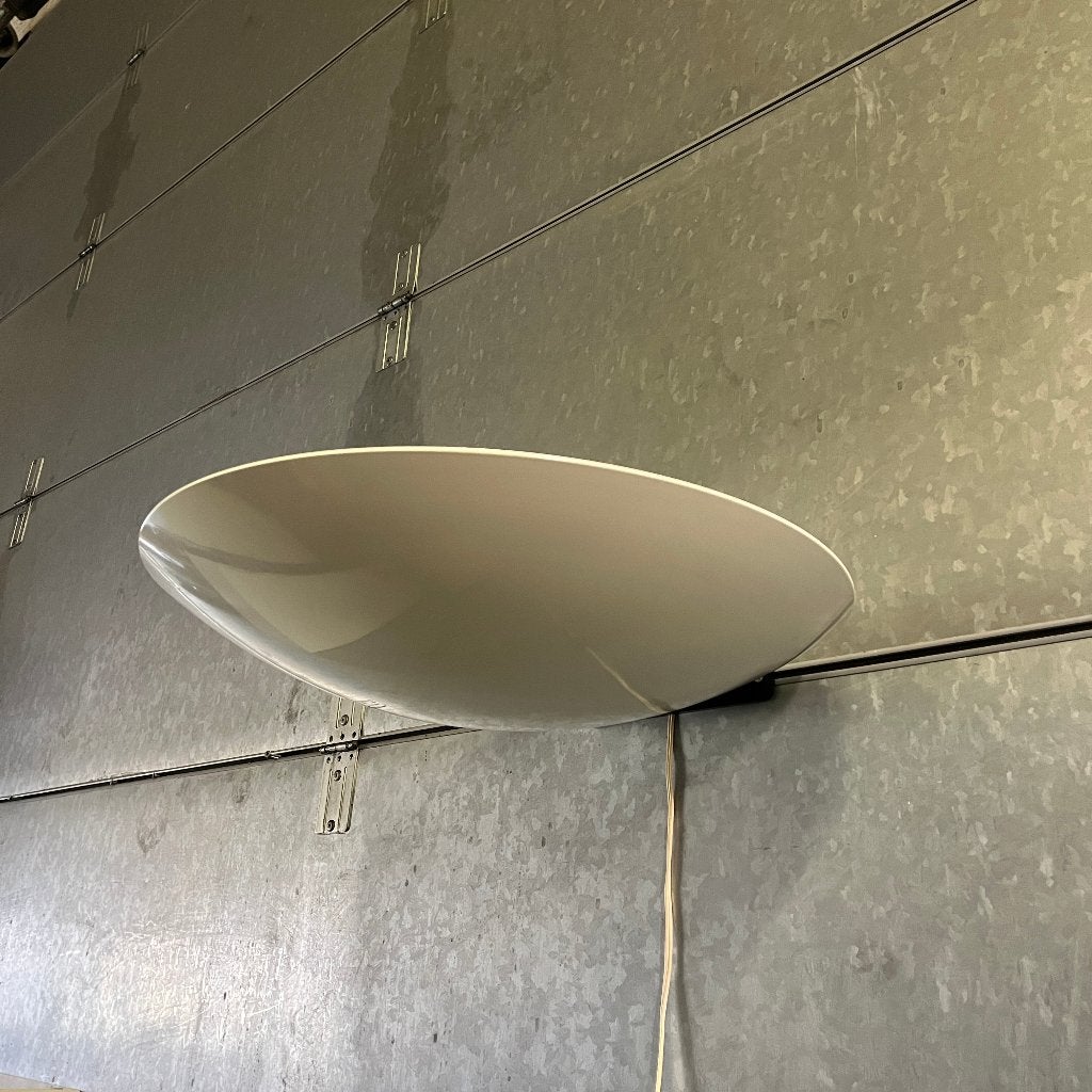 Grote ronde wit metalen design wandlamp halogeen, Halogeen, Glas, Nieuw, Ophalen of Verzenden