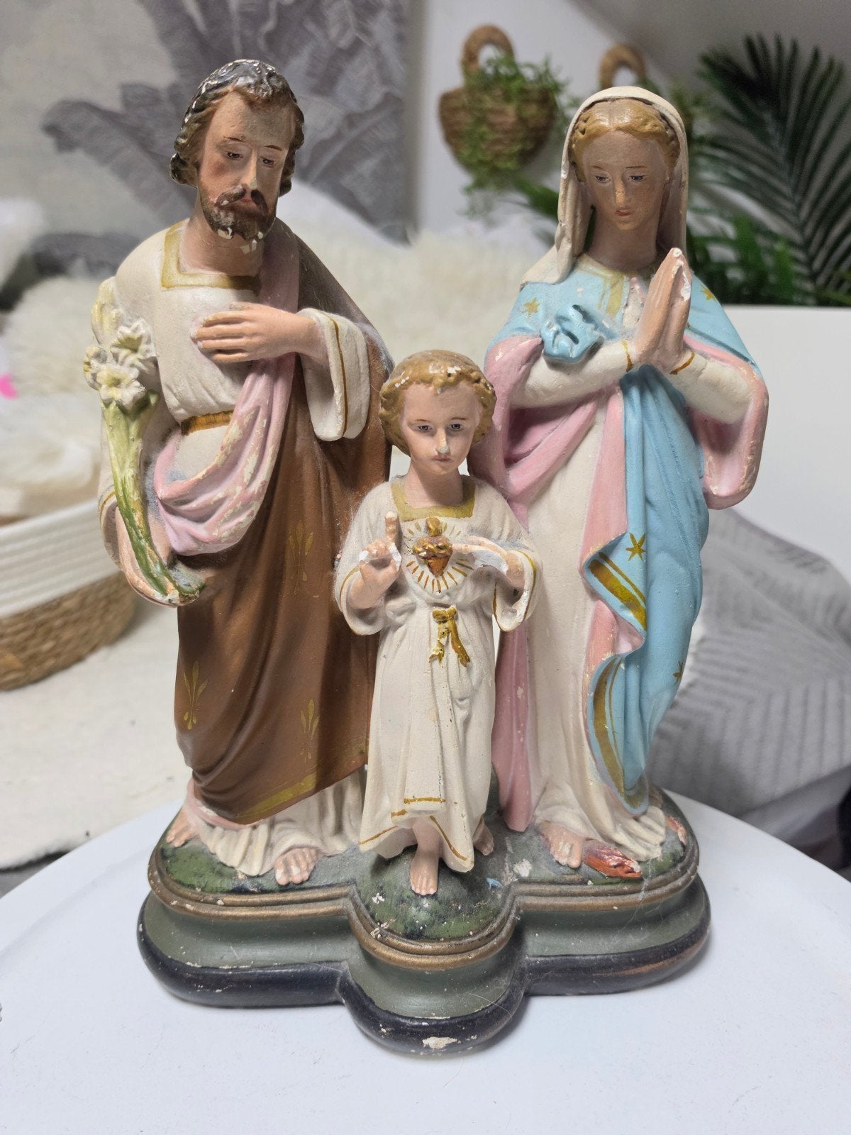 Vintage beeld - Maria, Jozef en Jezus., Ophalen of Verzenden, Gebruikt, Beeld(je), Christendom | Katholiek