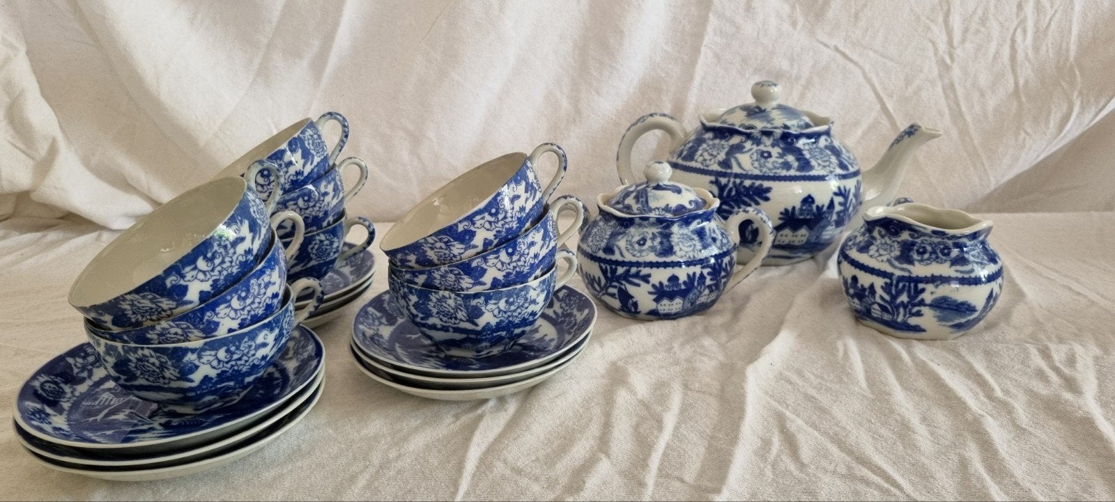Royal Kentucky theeservies - Blauw en wit porselein, Antiek en Kunst, Ophalen