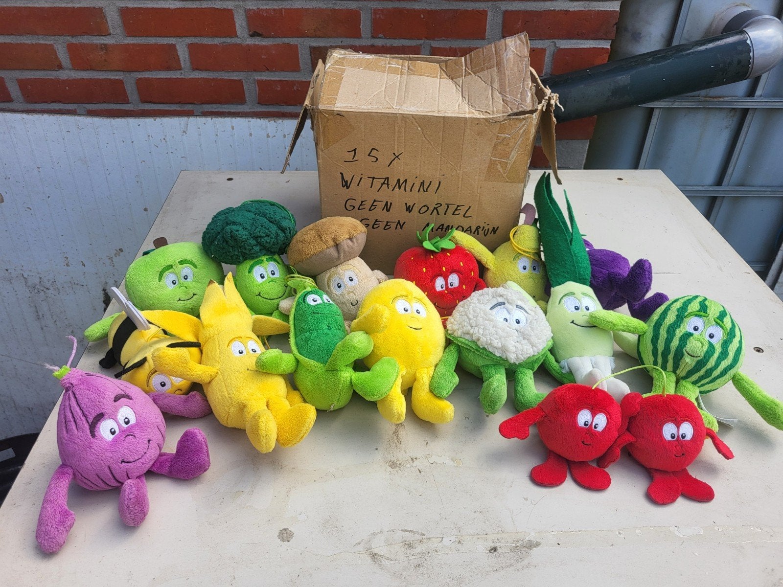 15x Vitamini knuffels - Groenten en Fruit, Overige typen, Ophalen of Verzenden, Zo goed als nieuw, Meerkleurig