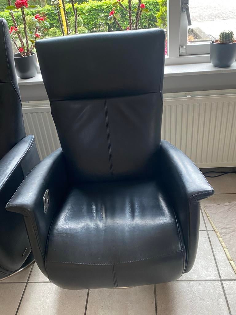 Elektrische relaxstoel zwart leer - Prominent (maat S), Ophalen of Verzenden, Gebruikt, Leer, 50 tot 75 cm