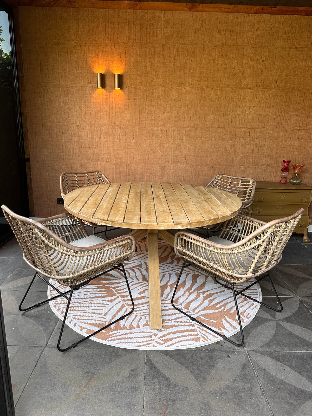Karwei tuinset met 4 stoelen, gebruikt maar in goede staat, Tuin en Terras, Ophalen, 4 zitplaatsen, Gebruikt, Eettafel