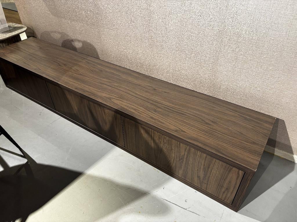 Zwevend Walnoot kleurig tv-meubel, Ophalen, Gebruikt, 200 cm of meer, Minder dan 100 cm