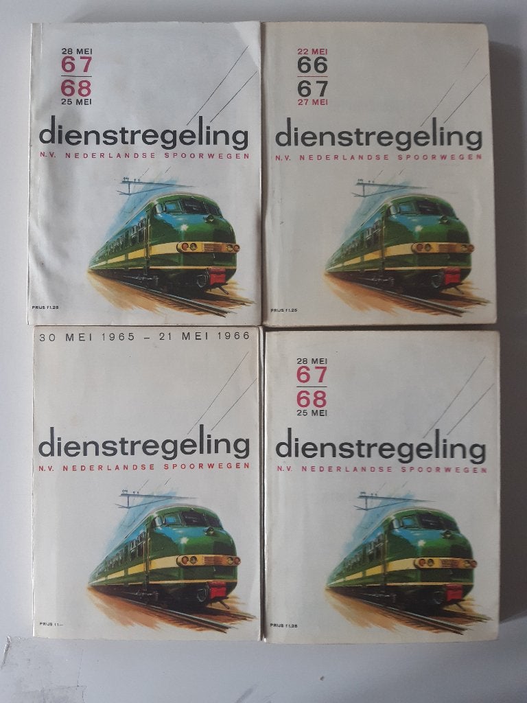 4 Dienstregelingen uit de jaren 60, Ophalen of Verzenden, Zo goed als nieuw, Trein, Boek of Tijdschrift
