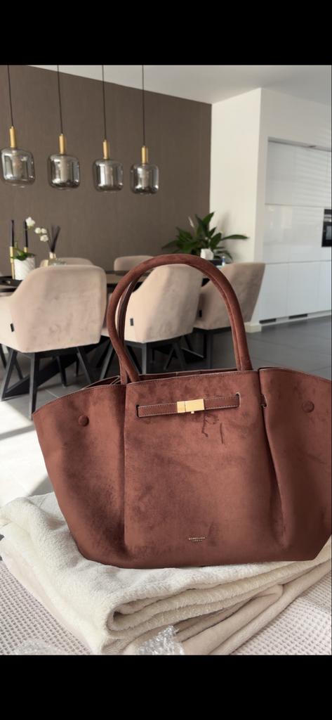 Stijlvolle suède shopper tas - Demellier London, Verzenden, Zo goed als nieuw, Bruin, Shopper