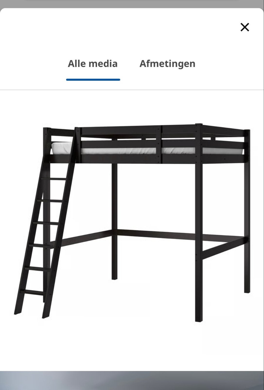 Zwarte hoogslaper IKEA Stora - zo goed als nieuw, Hoogslaper, Zo goed als nieuw, Twijfelaar, 200 cm