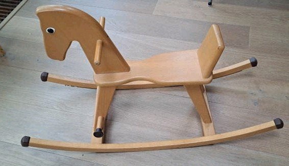 Vintage hobbelpaard, massief beuken, Geuther, Kinderen en Baby's, Speelgoed | Houten speelgoed, Ophalen, Gebruikt