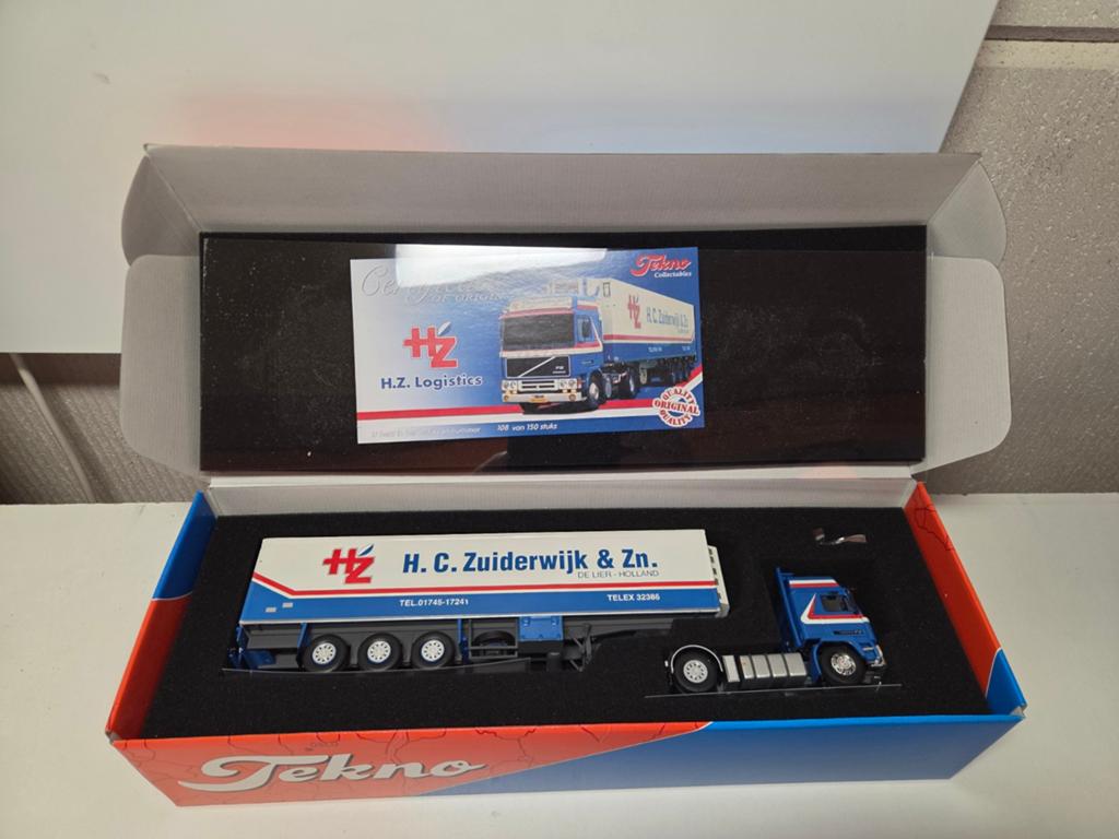 Tekno Volvo F12 koeloplegger HZ Logistics De Lier, Hobby en Vrije tijd, Modelauto's | 1:50, Ophalen of Verzenden, Zo goed als nieuw
