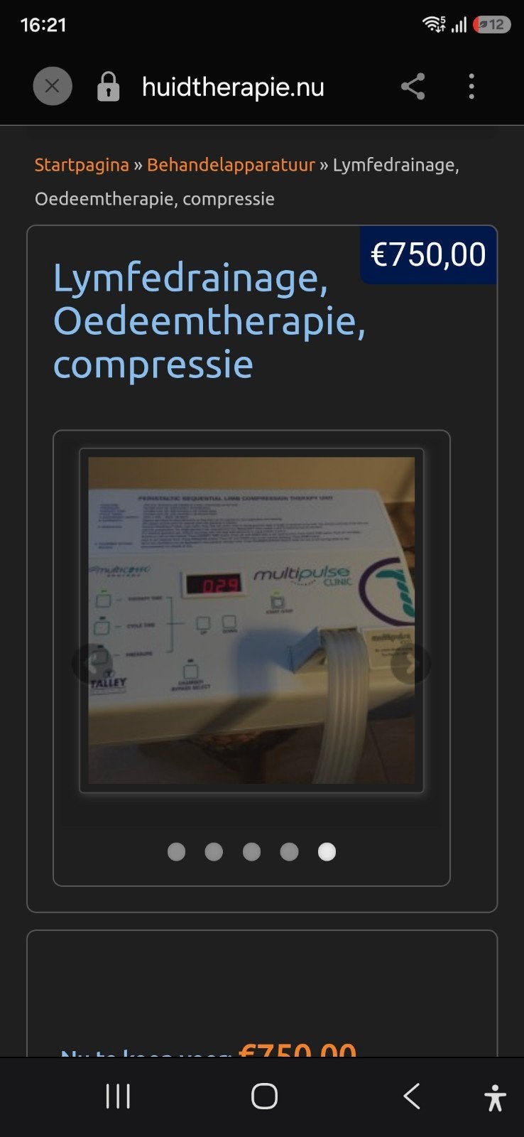 Lymfedrainage Oedeemtherapie Compressieapparaat, Ophalen of Verzenden, Gebruikt, Overige typen