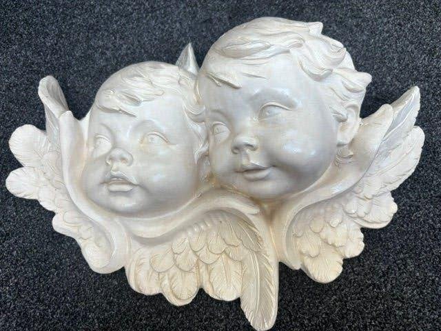 vintage kinderhoofdjes engeltjes, Huis en Inrichting, Woonaccessoires | Wanddecoraties, Ophalen, Zo goed als nieuw, 25 cm, 10 cm
