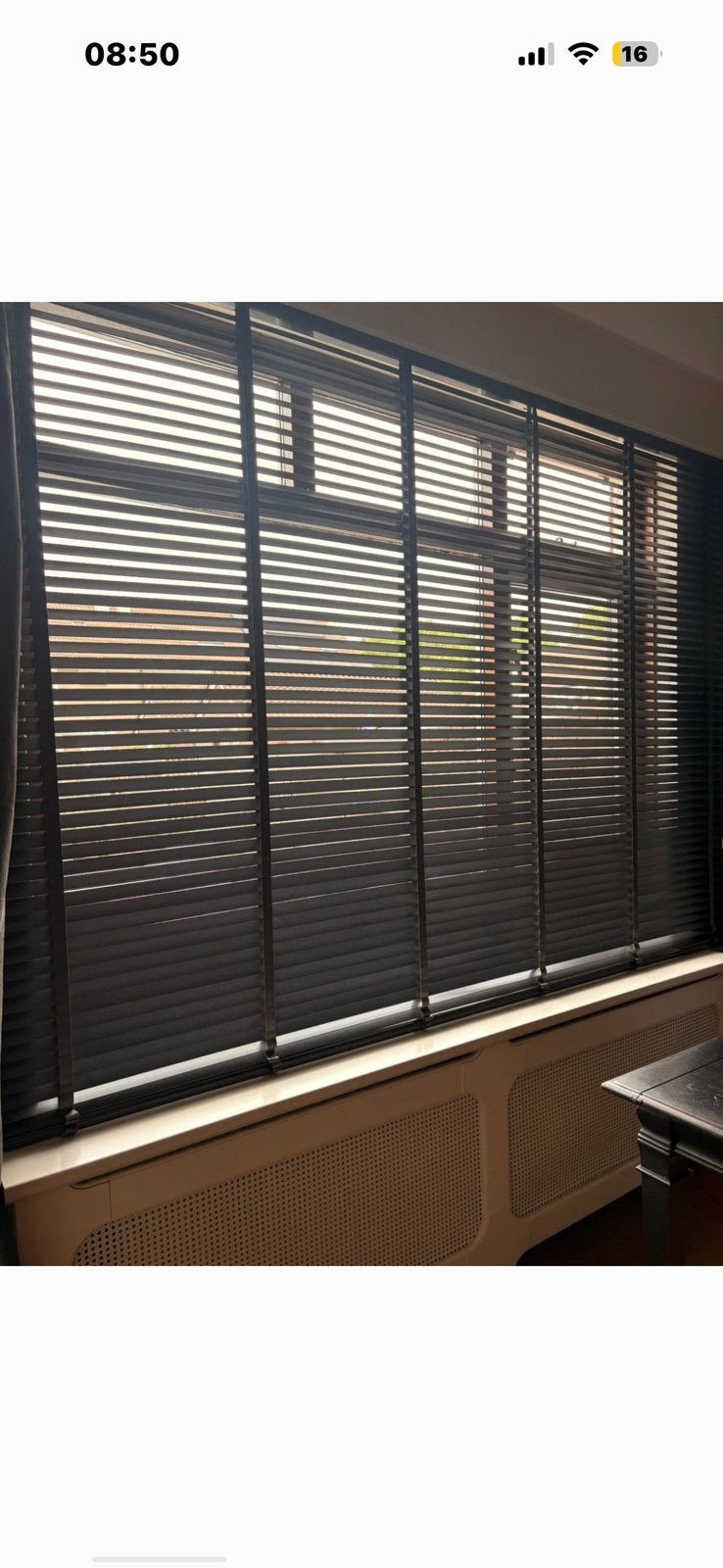 Jaloezie hout antraciet 252/190 cm. 35 mm, Huis en Inrichting, Ophalen, Jaloezie, Gebruikt, Overige merken