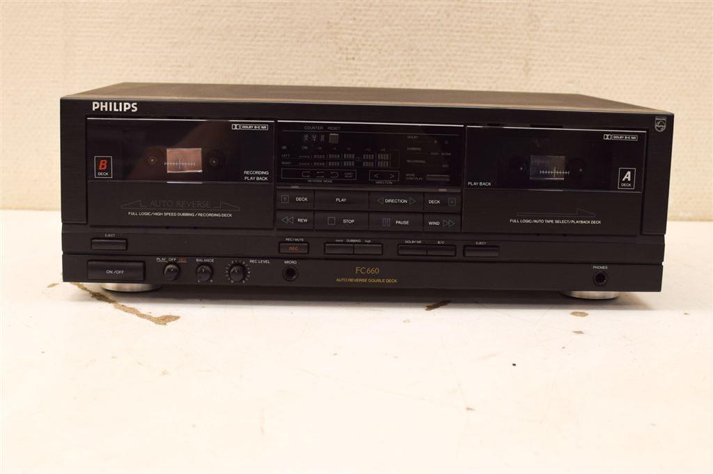 Philips auto reverse double deck FC 666 46802, Audio, Tv en Foto, Stereo-sets, Gebruikt, Cassettedeck, Overige merken, Ophalen of Verzenden