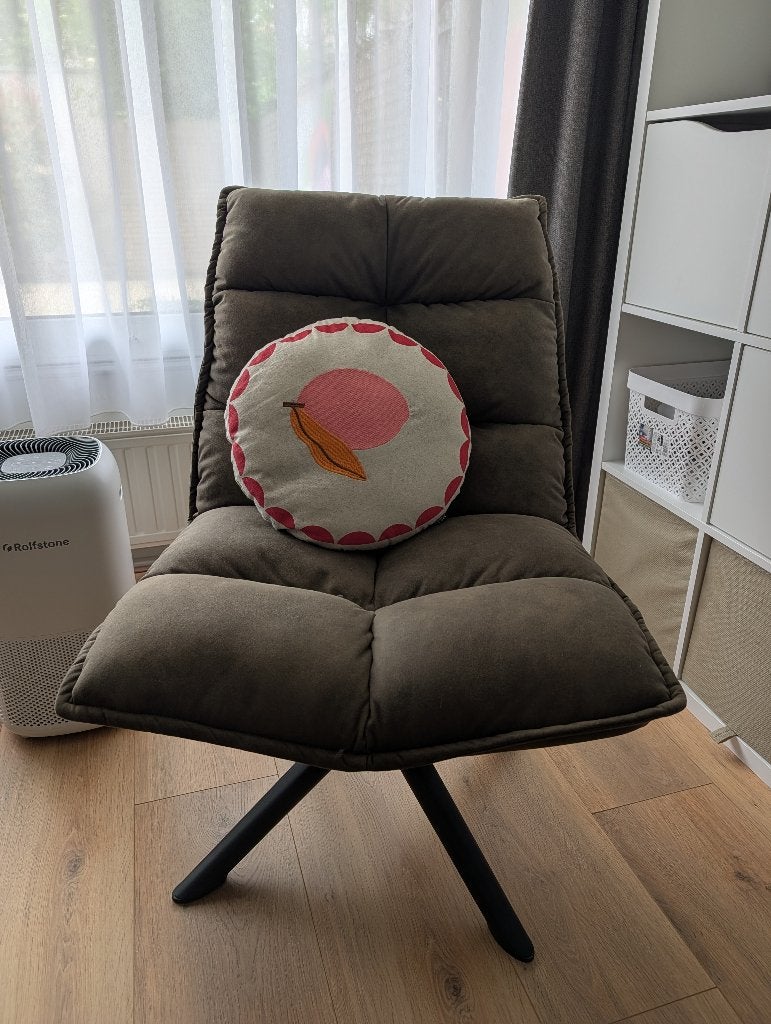 Draaifauteuil mosgroen, Ophalen, 75 tot 100 cm, Zo goed als nieuw, Stof