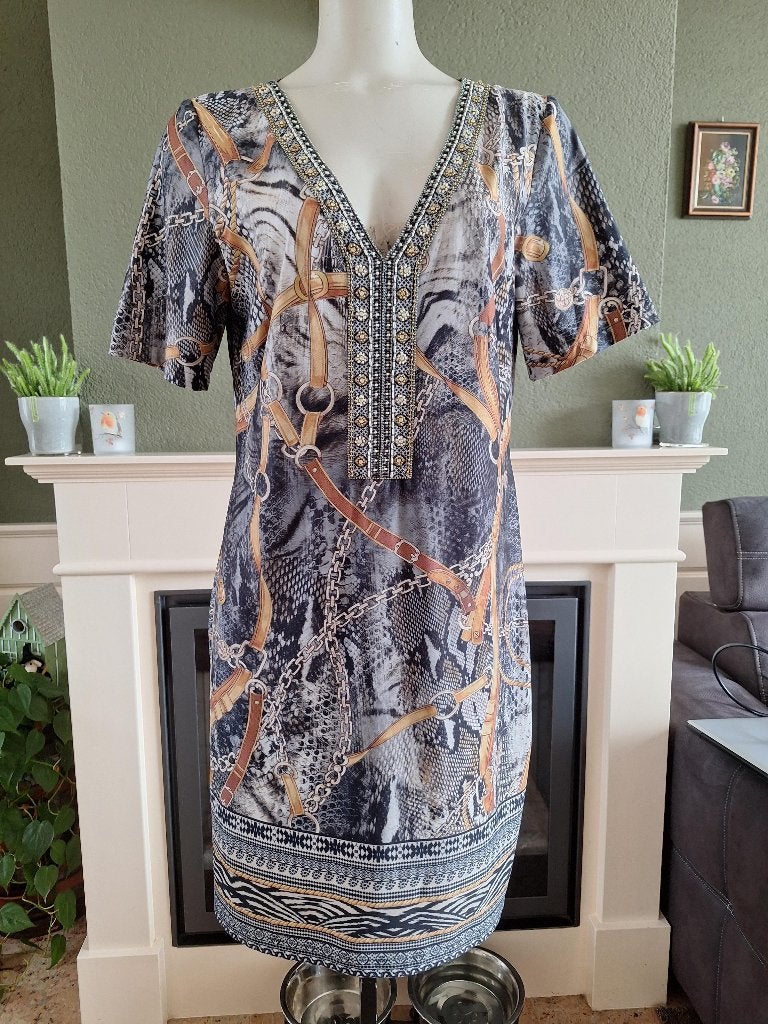 K-Design K Design gave jurk met mooie kraag L 42 44, Kleding | Dames, K-design, Verzenden, Maat 42/44 (L), Zo goed als nieuw