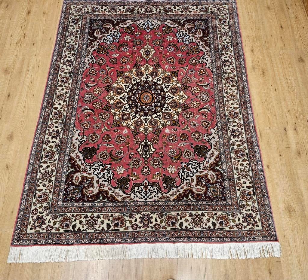 Vintage handgeknoopt perzisch tapijt tabriz 50raj 215x152