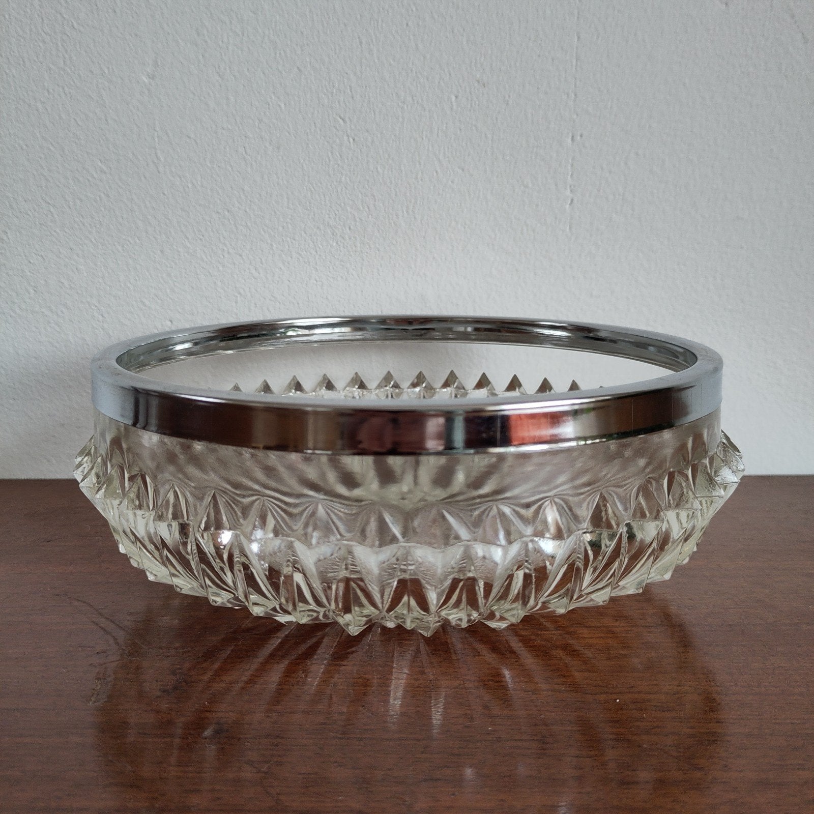 Kristallen schaal Indiana Glass, Diamond Point patroon, Ophalen of Verzenden