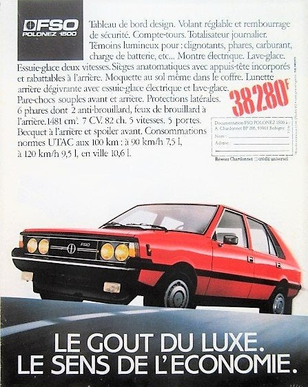 2 vintage advertenties reclames FSO Polonez autos 1981, Ophalen of Verzenden, Gebruikt, Auto's
