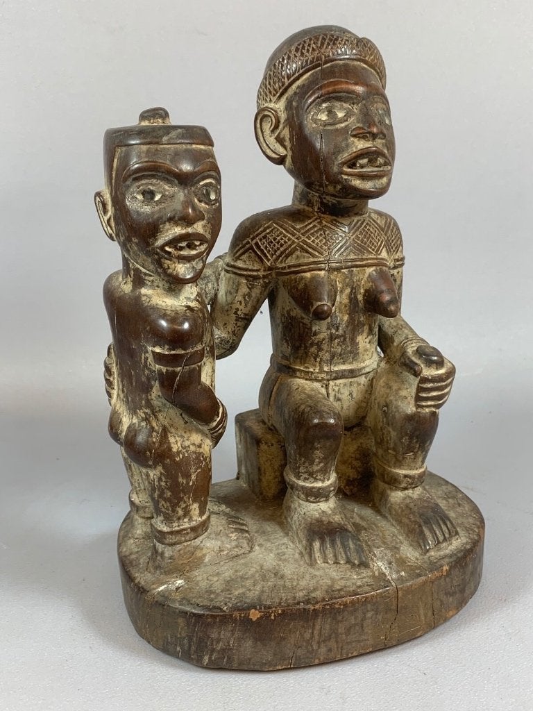 261015 - Rare Old Afrikaans Mayombe double statue - Congo., Ophalen of Verzenden