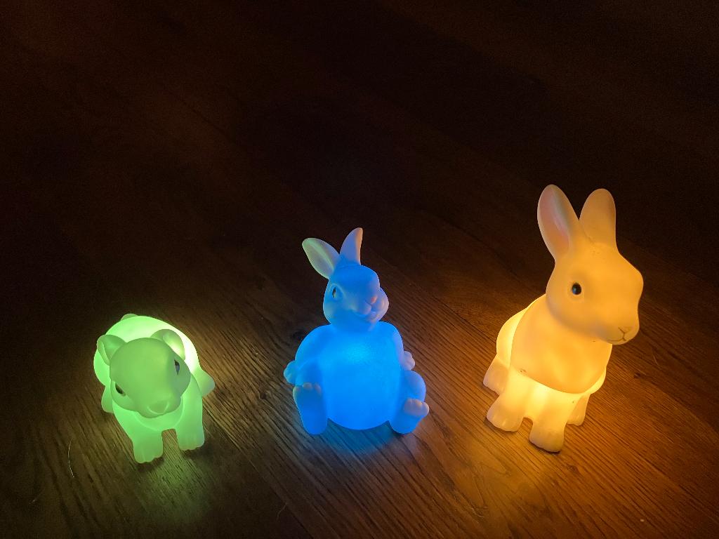 Konijn kinderen nachtlampjes - Bundel x3, Kinderen en Baby's, Kinderkamer | Inrichting en Decoratie, Ophalen of Verzenden, Gebruikt