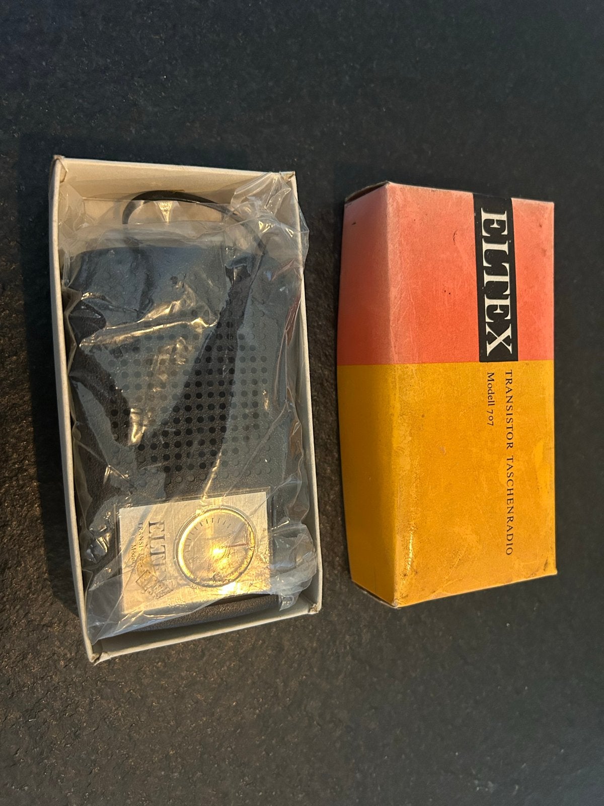 Vintage Eltex Transistor Radio Model 707 in originele doos, Ophalen, Gebruikt, Transistorradio