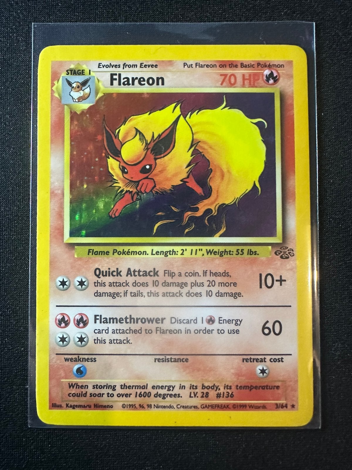 Flareon Holo - Pokemon Jungle Set - Engels - EXC, Hobby en Vrije tijd, Ophalen of Verzenden, Zo goed als nieuw, Losse kaart