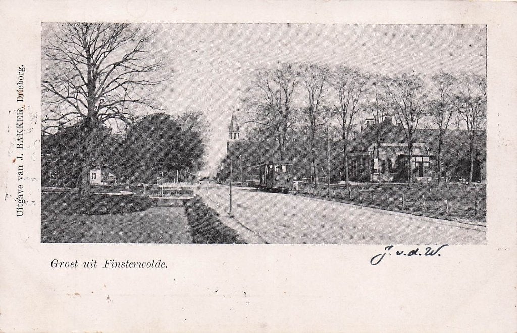 Finsterwolde - Dorpsgezicht met STOOMTRRAM (1903), Ophalen of Verzenden, Voor 1920, Gelopen, Groningen